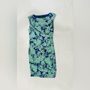 Evan Picone Black Label Blue and Green Paisley Dress